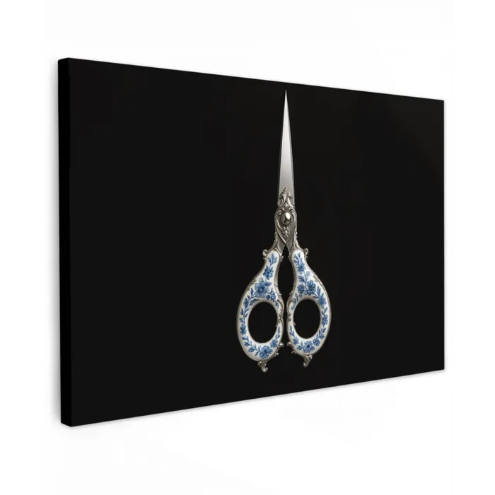 Schaar - Delfts blauw - Zwart canvas 2cm klein -z3d