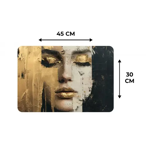 Abstract - Goud - Gezicht - Lippen Placemat vinyl groot -specs