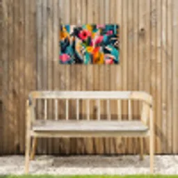 Schilderij - Abstract - Bloemen - Roze Tuinposter op houten frame 2 cm dik klein -sfeer4