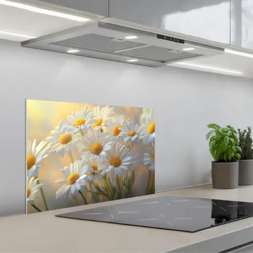 Madeliefjes - Wit - Zonlicht keuken achterwand spatscherm klein -3d_schuin