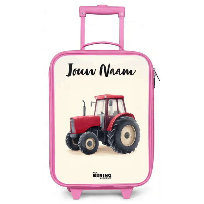 Tractor - Getekend - Rood Kinderkoffer - Roze klein -zz3dotto