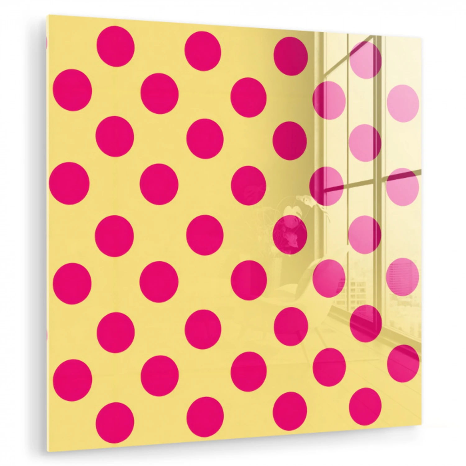 Roze - Stippen - Geel plexiglas 5mm klein 11 -zzzproduct_nieuw