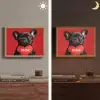 Amor - Hond  - Hartje - Rood Light Box met batterij (Wandlamp) middel -sfeer3