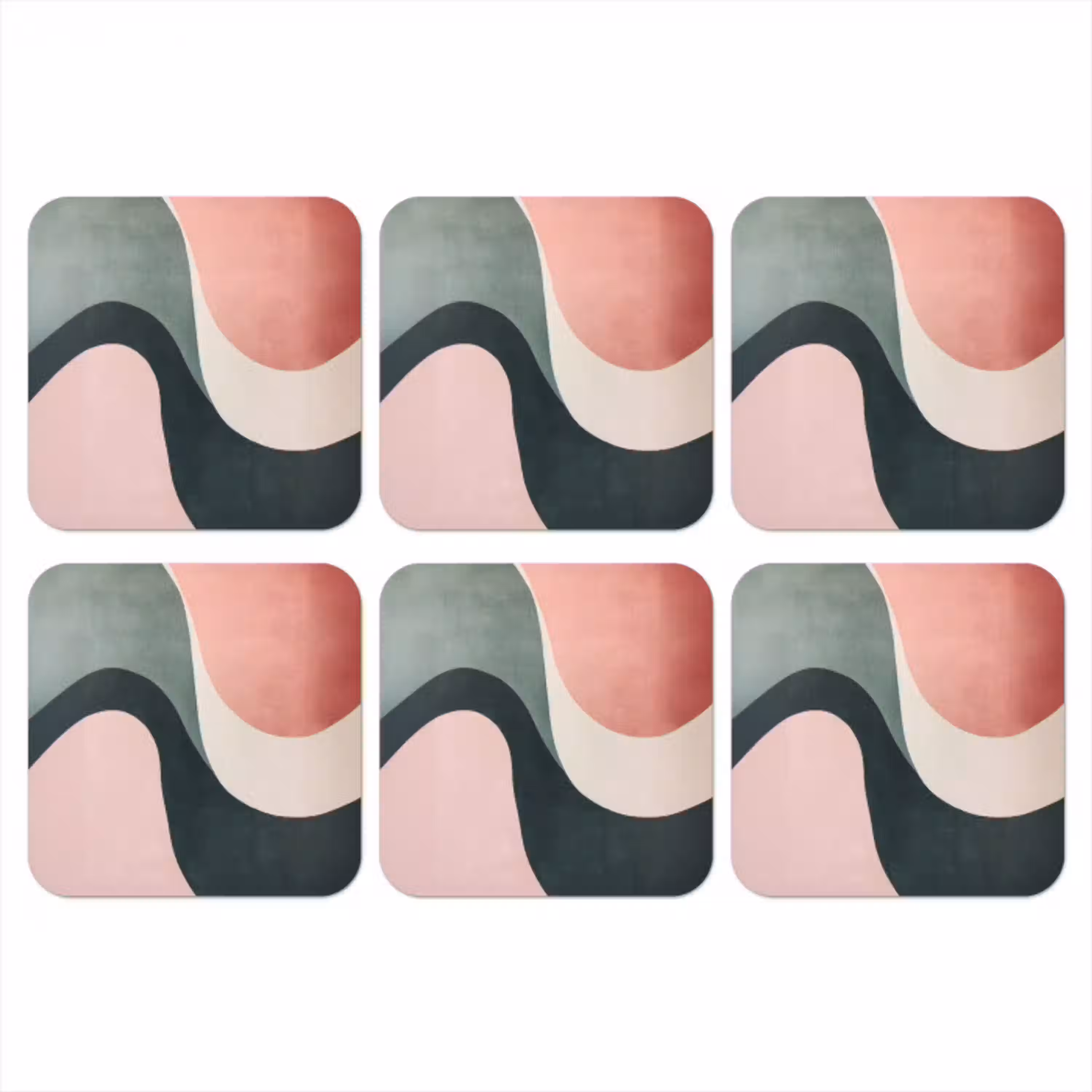 Abstract - Golven - Sierlijk - Roze onderzetter kurk middel -3d