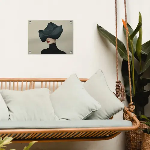 Vrouw - Groen - Hoed tuinposter los doek klein -sfeer7