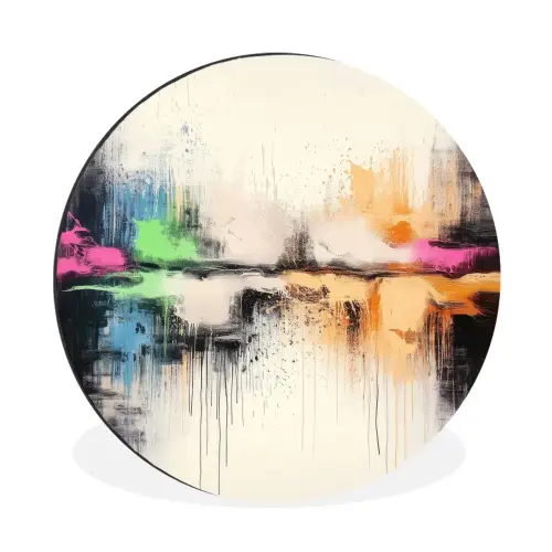 Abstract - Kleurexplosie - Landschap Wandcirkel aluminium klein -3d