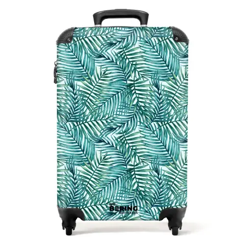 Palm bladeren patroon kleurrijk blauw NBS - Handbagage koffer - Volwassenen Unisex middel -productfoto_recht