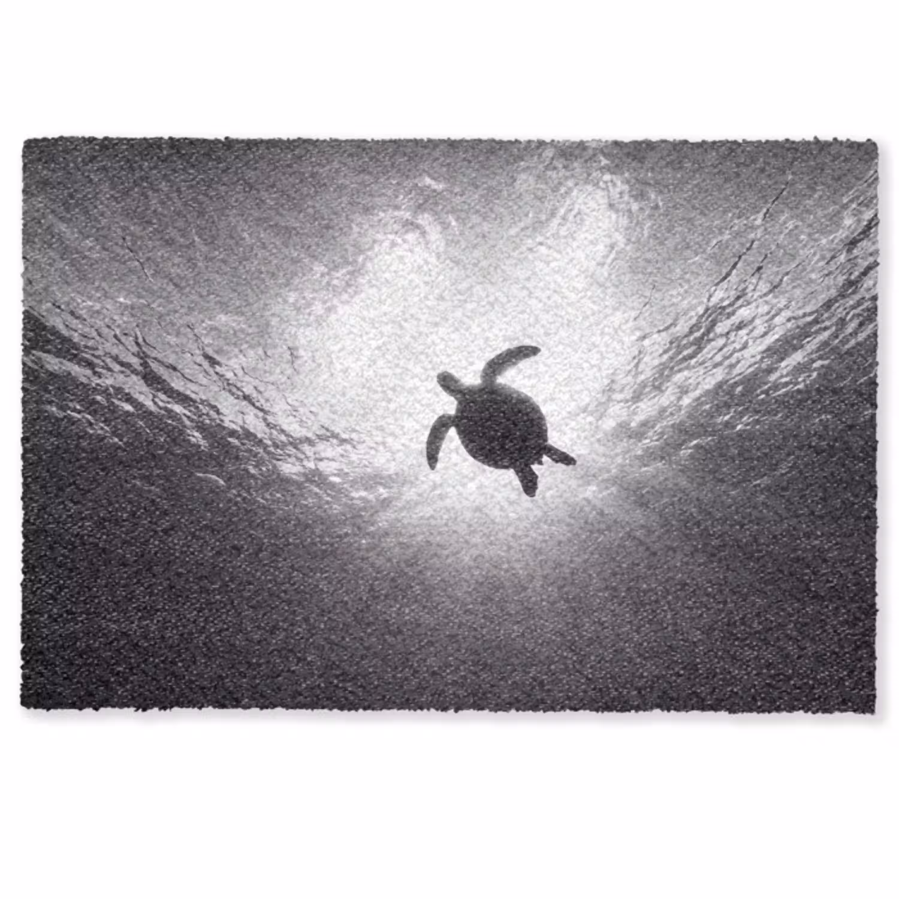 Schildpad - Onderwater - Lichtstralen - Oceaan - Zwart-wit Deurmat klein -zkaufland3d