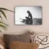 Silhouet - Vrouw - Surfplank - Water canvas 2cm klein -sfeer1