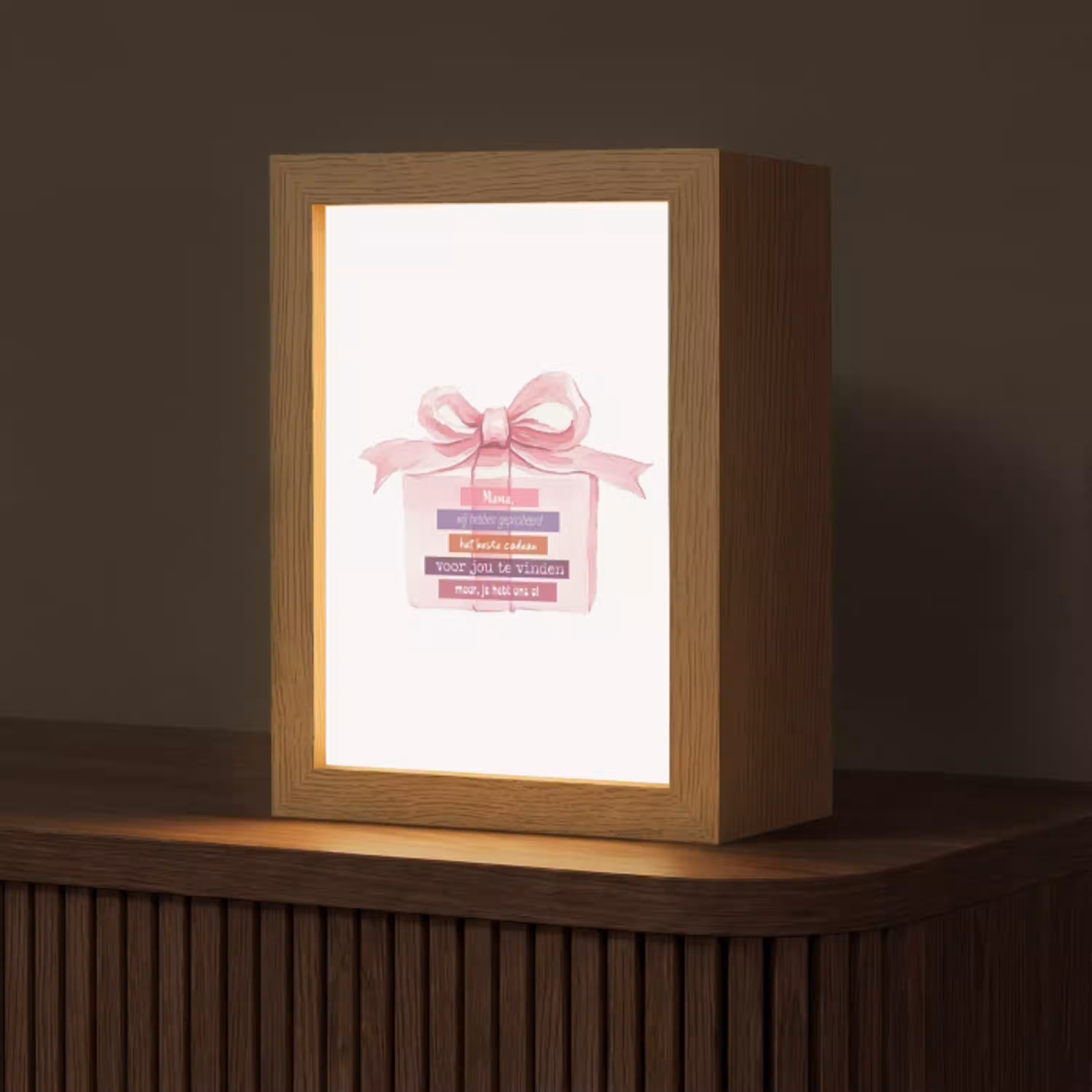 Cadeau - Strik - Tekst - Roze Light Box met kabel (Tafellamp) klein -z3d_website