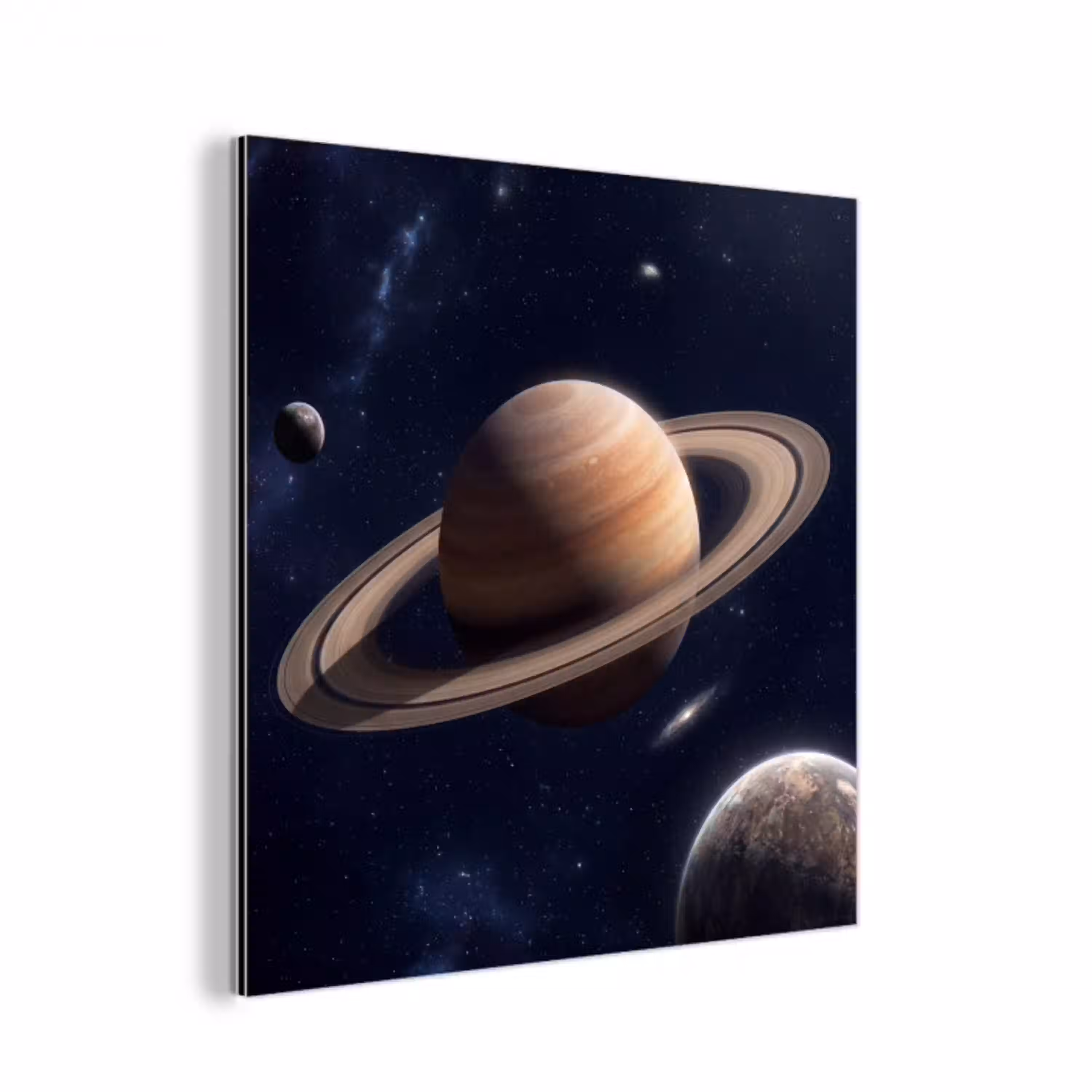 Planeten - Saturnus - Ruimte aluminium wit klein -3d