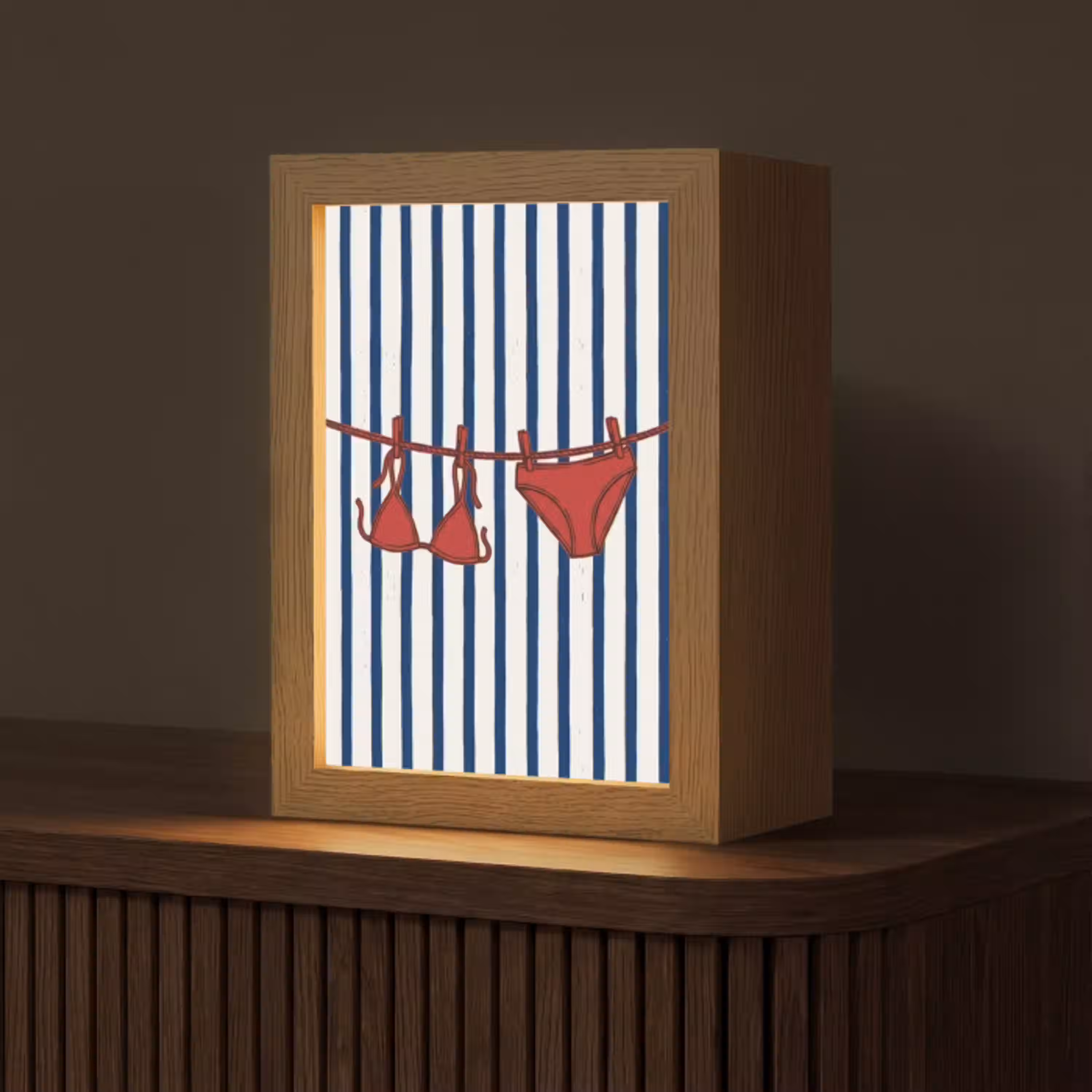 Badkleding - Waslijn - Zomer - Illustratie - Rood Light Box met kabel (Tafellamp) klein -z3d_website