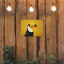Toekan - Minimalistisch - Snavel - Oranje tuinposter los doek klein -sfeer1