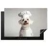 Hond - Wit - Kok Inductie beschermer vinyl 3mm klein -3d