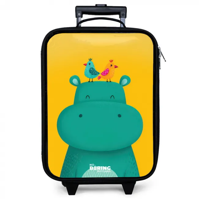 Nijlpaard - Vogels - Geel Kinderkoffer - Zwart klein -zzz_website3d