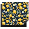 Citroenen - Bloemen - Bladeren - Blauw Inductie beschermer vinyl 3mm middel 274 -3d