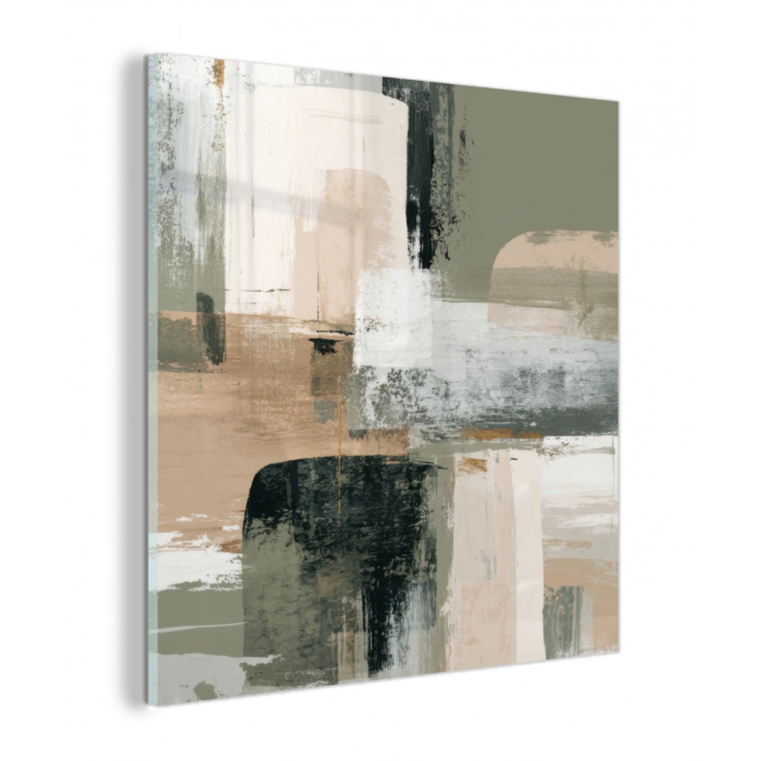 Penseelstreken - Abstract - Aardetinten plexiglas 5mm klein -z3d
