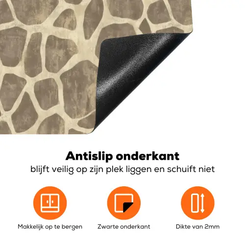 Giraf - Patroon - Beige - Bruin Inductie beschermer vinyl 3mm klein 276 -zzzzzzz-td-onderkant