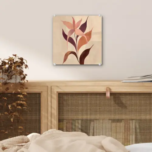 Minimalistisch - Bloem - Bladeren - Beige plexiglas 5mm klein -sfeer4