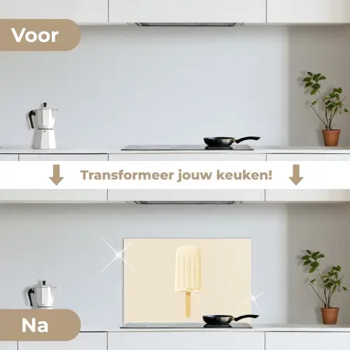 Minimalistisch - Waterijsje - Stokje - Beige keuken achterwand spatscherm klein -voor_na_NL