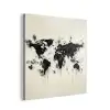 Wereldkaart - Zwart - Inkt aluminium wit klein -3d