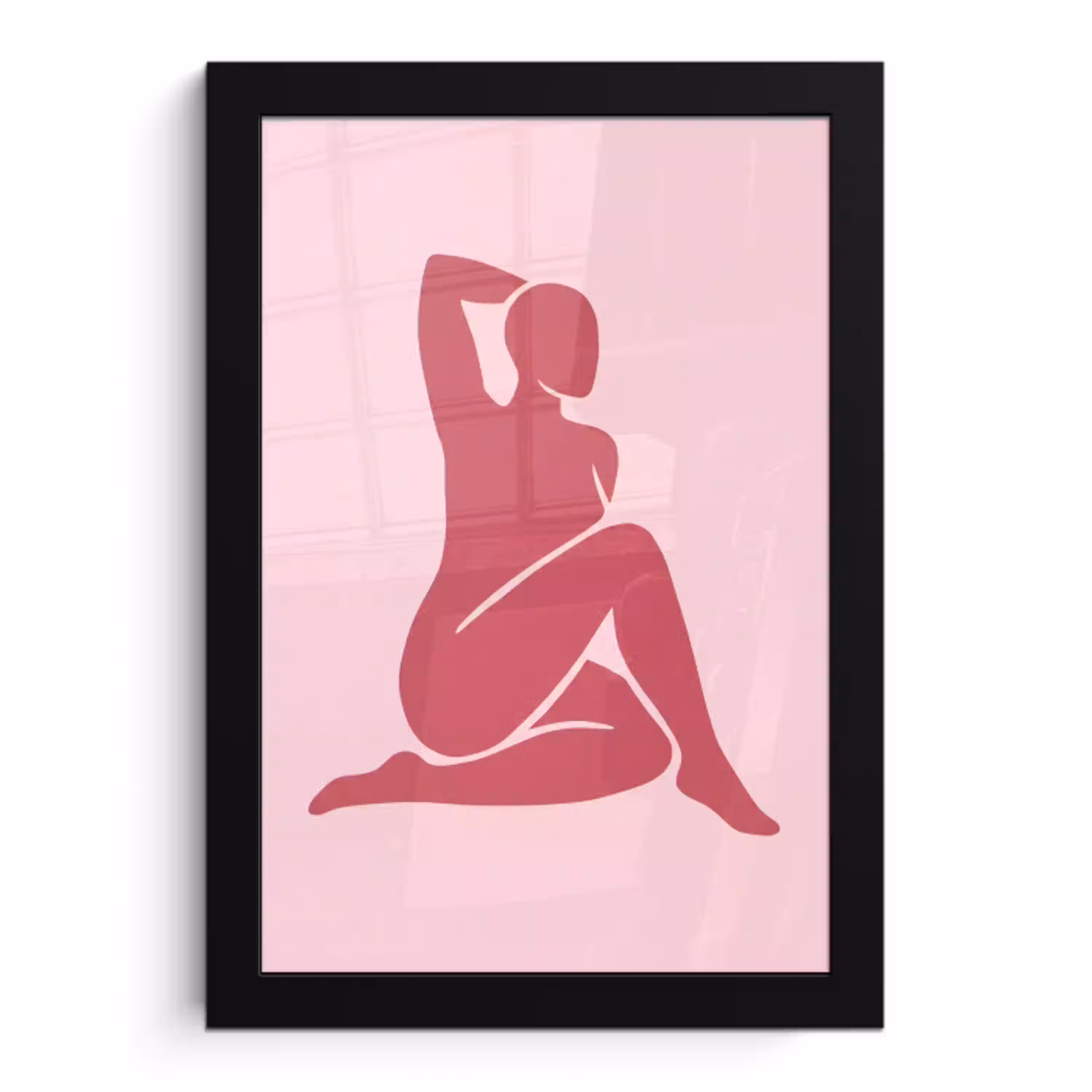 Vrouw - Silhouet - Abstract - Modern - Roze fotolijst zwart zonder passe partout klein -3d