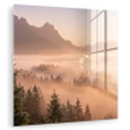 Zonlicht - Mist - Bergen - Bomen plexiglas 5mm klein -zzzproduct_nieuw