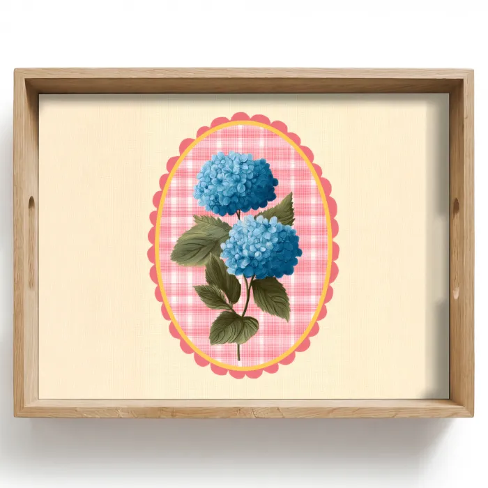 Bloemen - Blauw - Lijst - Bladeren Dienblad Rechthoek middel -z3d_shopping