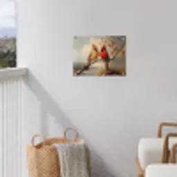 Vogels - Rood - Tak - Herfstbladeren tuinposter los doek klein -sfeer8