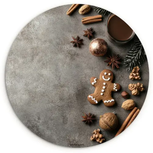 Winter - Kerst - Beton - Gingerbread man Wandcirkel kunststof plaat 5mm dik klein -3d