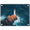 Vuurtoren - Rots - Zee - Golven tuinposter los doek klein -3d