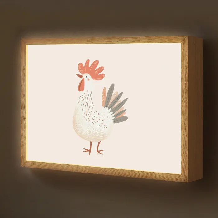 Kip - Boerderij - Dieren Light Box met batterij (Wandlamp kind) middel -z3d_website