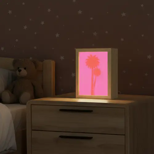 Palmbomen - Modern - Roze Light Box met kabel (Kinderlampje) klein -sfeer1_kind