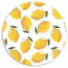 Citroenen - Witte - Bloemen Wandcirkel plexiglas klein 852 -3d
