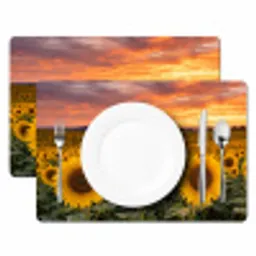 Zonnebloemen - Heuvellandschap - Geel Placemat vinyl groot -zzsfeer2_Kitchenyeah-website