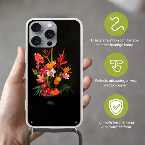 Boeket - Bloemen - Exotisch Hoesje iPhone 16 Pro Max met koord klein -sfeer2_NL