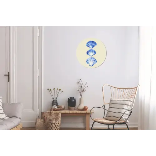 Schelpen - Blauw - Beige Wandcirkel aluminium klein -woonkamer