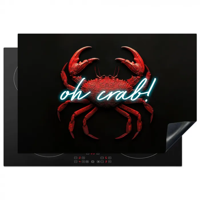 Krab - Rood - Neon - Quote Inductie beschermer vinyl 3mm klein -3d