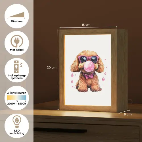Hond - Roze - Kauwgom Light Box met kabel klein -USP_NL