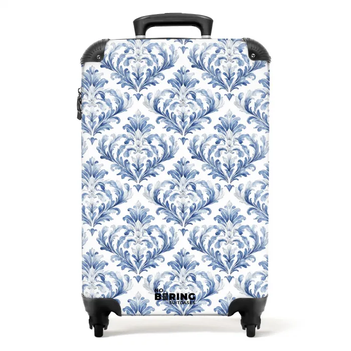 Barok patroon blauw NBS - Handbagage koffer - Kinderen Unisex middel -productfoto_recht
