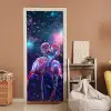 Flamingo's - Dieren - Ruimte - Galaxy deurposter klein -sfeer1