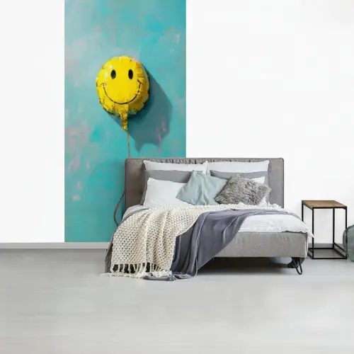 Ballon - Geel - Smiley fotobehang vinyl groot -slaapkamer