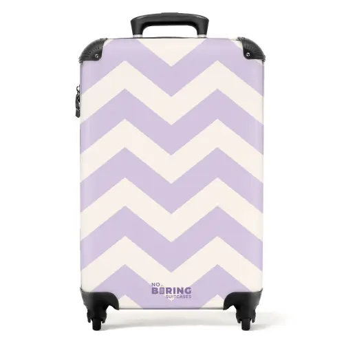 Zigzag patroon in paars en wit NBS - Handbagage koffer - Kinderen Unisex middel -productfoto_recht
