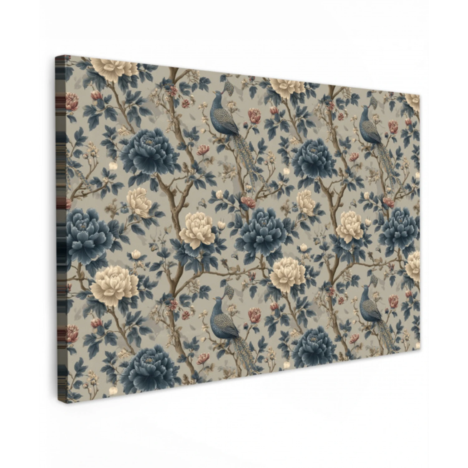 Pauw - Bloemen - Blauw Tuinposter op houten frame 2 cm dik klein 845 -3d