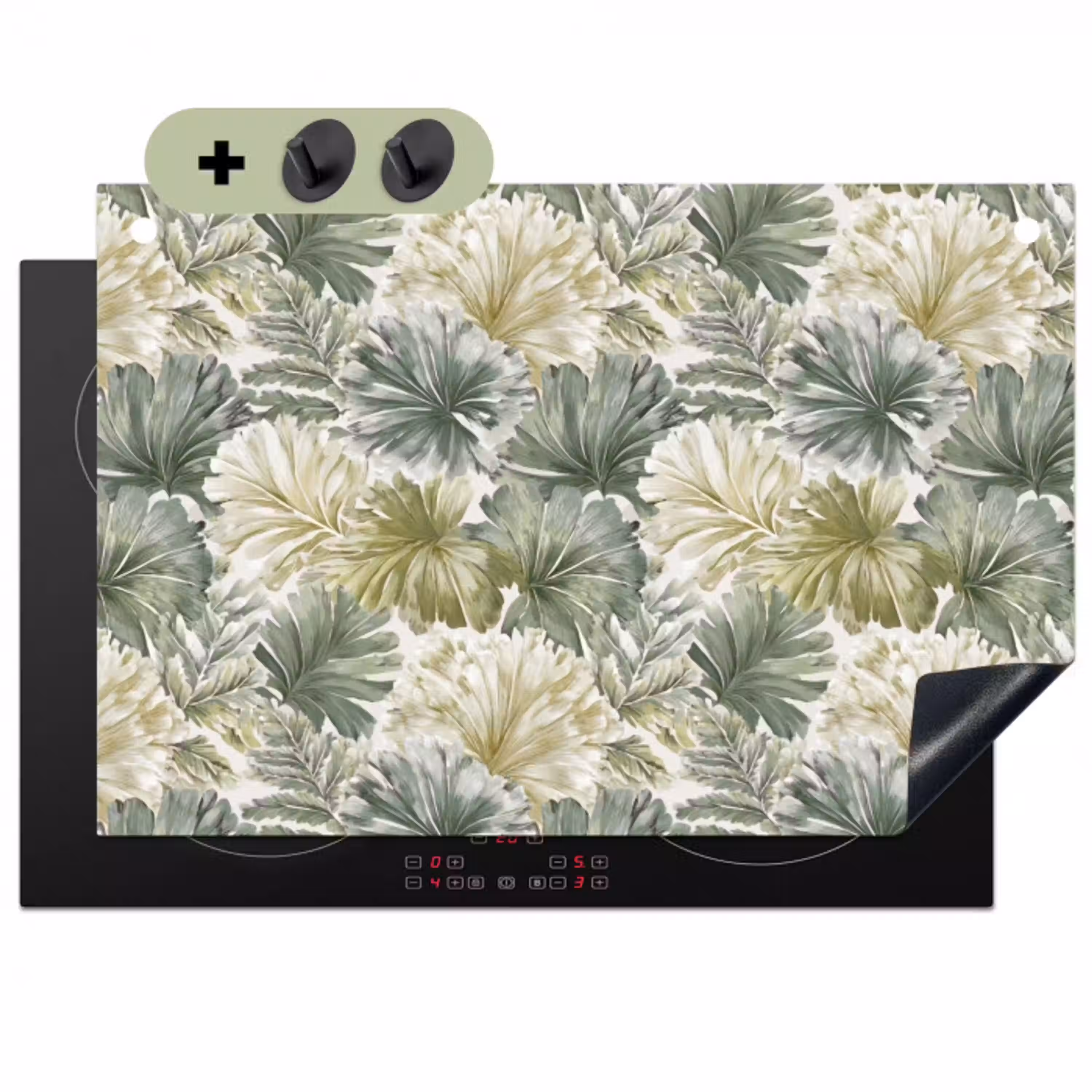 Bladeren - Botanisch - Groen Inductie beschemer met haakjes klein 777 -3d