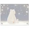 Ijsbeer - Sneeuw - Sterren - Blauw tuinposter los doek klein -3d