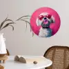 Pink - Hond - Bubbel Wandcirkel kunststof plaat 5mm dik klein -sfeer4