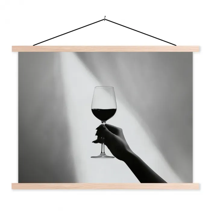 Lichtinval - Wijn - Rood - Glas textielposter latten blank klein -3d
