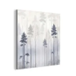 Bos - Bomen - Mist - Natuur - Illustratie - Grijs aluminium wit klein -3d