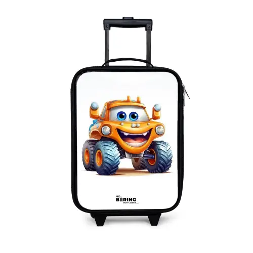 Oranje monstertruck die lacht Kinderkoffer - Zwart klein -3d